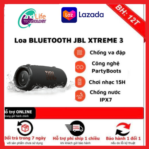 New Loa Bluetooth JBL Xtreme 3, Loa Nghe Nhạc Công Suất Lớn 40W, Loa Bass Mạnh, Treble Rời, Sử Dụng Với Máy Tính, Vi Tính, LapTop, PC, TiVi BLuetooth 5.1 - Chống Nước, Chống Bụi IP67 - Chơi Nhạc 15h - Dùng Cho Máy Tính, Ti Vi, LapTop