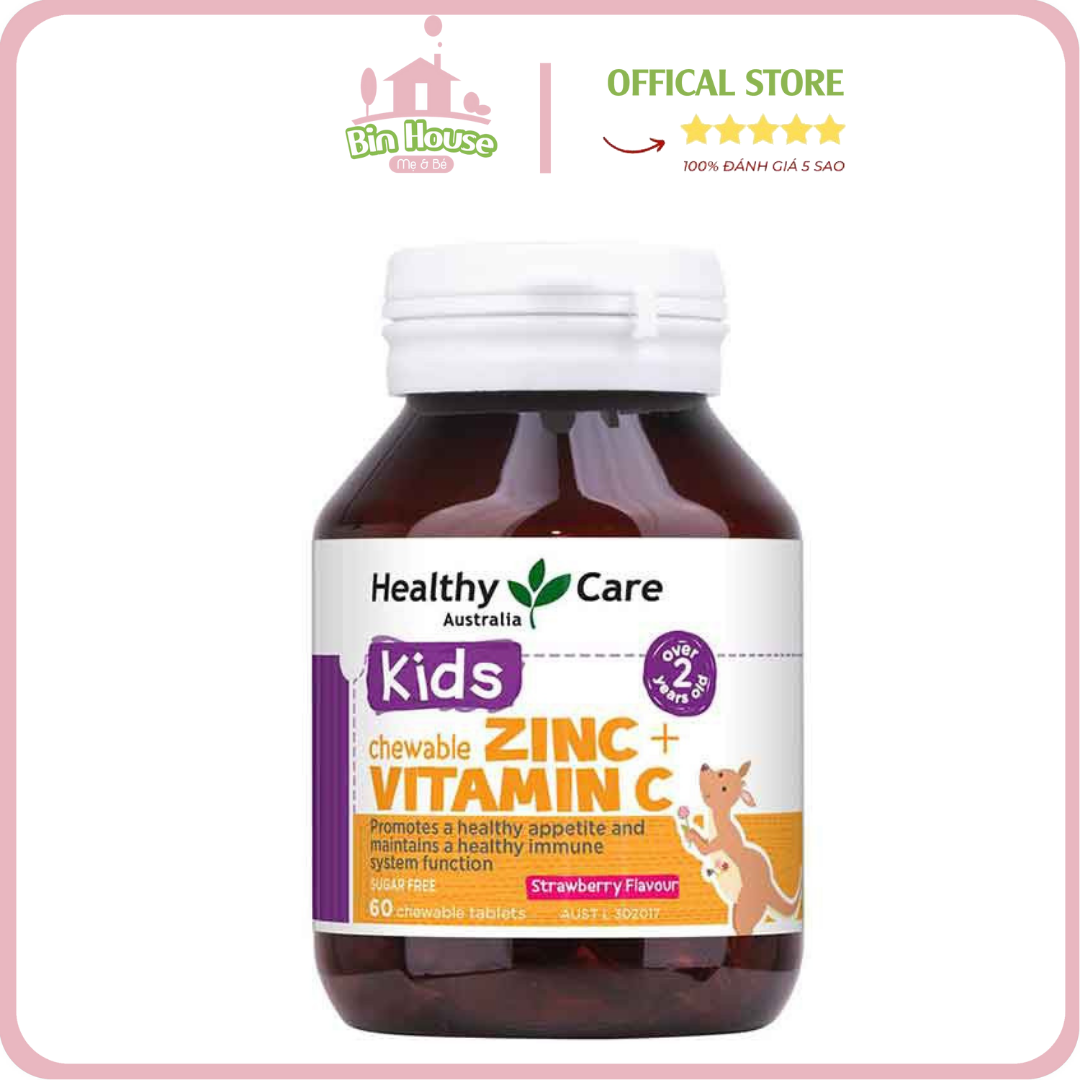Viên Nhai Bổ Sung Kẽm Cho Bé Zinc + Vitamin C Healthy Care (Mẫu Mới )