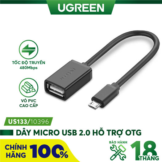 Cáp micro usb 2.0 otg ugreen 10396 chính hãng