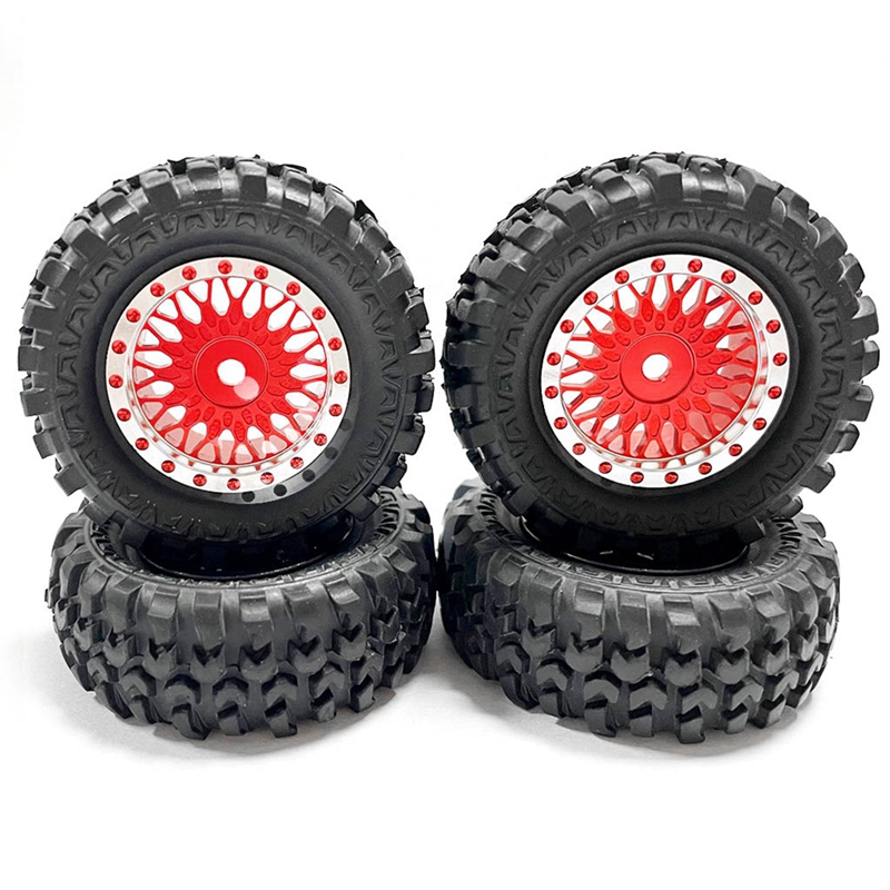 4PCS 1.0 Tires and Metal Beadlock Wheel Rims Set for 1 24 RC Crawler Car