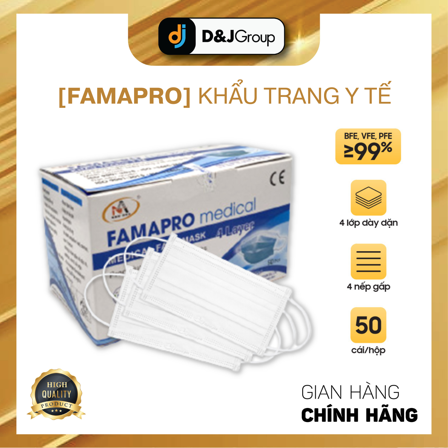 Khẩu trang y tế 4 lớp kháng khuẩn famapro
