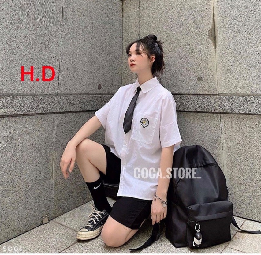 Áo Sơ Mi Nữ Màu Trắng Kèm Cavat Mặc Đi Học, Mặc Đi Chơi Chất Thô Mềm Đẹp Phong Cách Hàn Quốc Xinh Xắn Cute G5