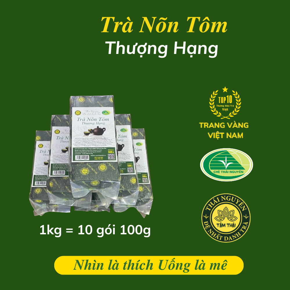 Trà Thái Nguyên Nõn Tôm Thượng Hạng 1kg Trà Tâm Thái Trà Nõn Tôm Tân Cương Thái Nguyên 10 gói 100g Chè xanh Thái Nguyên