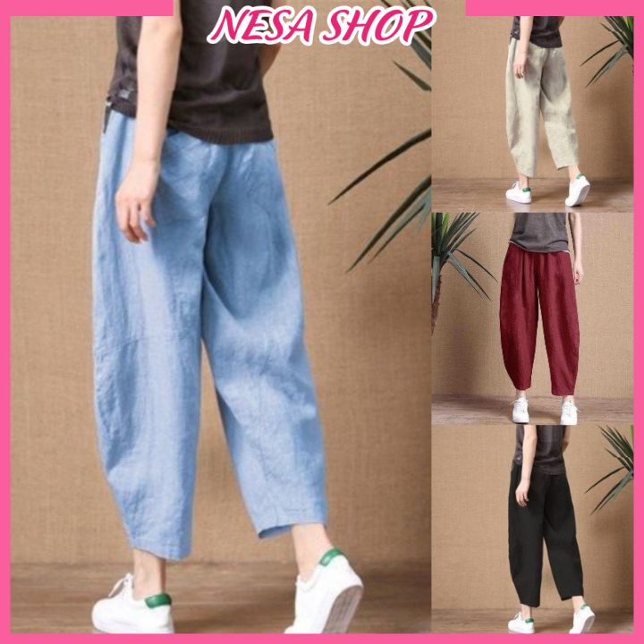 Quần ống rộng nữ, chất liệu Đũi nhập loại 1, quần kiểu nữ form rộng rãi, thoải mái NeSa Shop, QKH.39