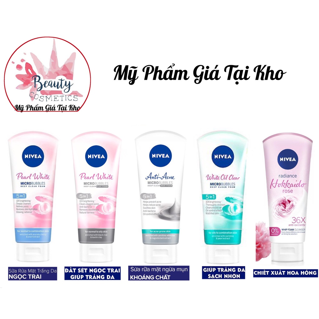 Sửa rửa mặt nivea nữ đủ loại 100g