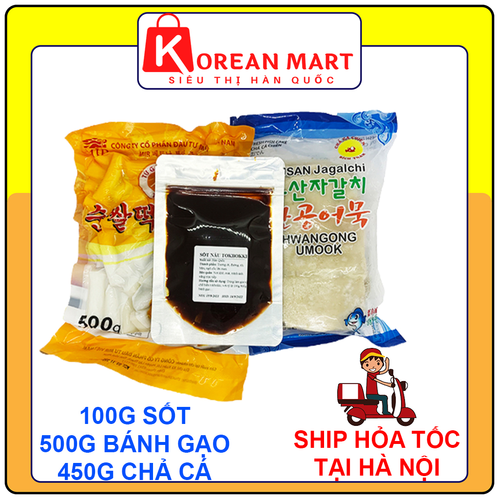 Combo 500g bánh gạo hàn quốc cắt khúc Mir + 450g chả cá hàn quốc + 100g sốt tokbokki