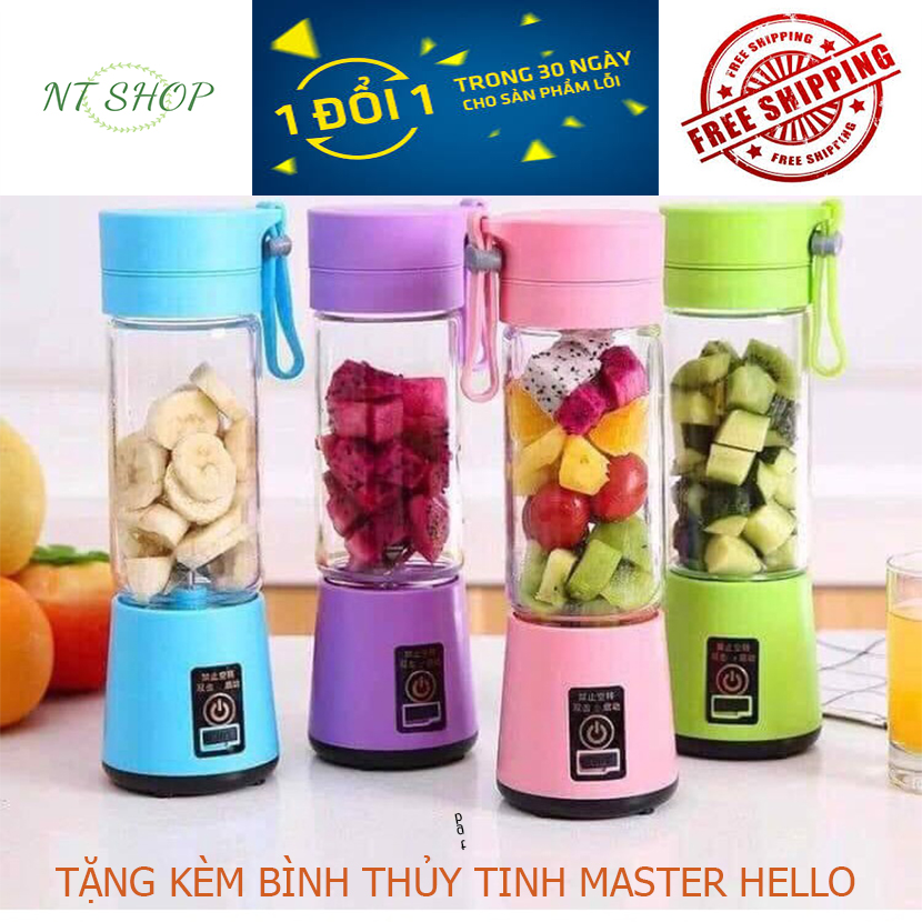 [HCM][HOT HOT][ TẶNG BÌNH THỦY TINH MASTER HELLO MÁY XAY SINH TỐ ĐA NĂNG CẦM TAY Siêu tiện dụng chỉ cần 2 phút có ngay 1 ly sinh tố mát rượinhỏ gọn NT shop  Freeship ngay hôm nay