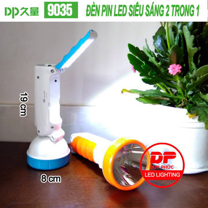 Đèn pin cầm tay dp 9035 - đèn led sạc điện pin dung lượng cao