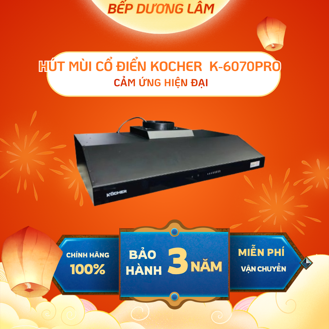 Hút mùi cổ điển Kocher K-6070Pro | Hút mùi nhà bếp | Hút mùi phẳng, điều khiển cảm ứng