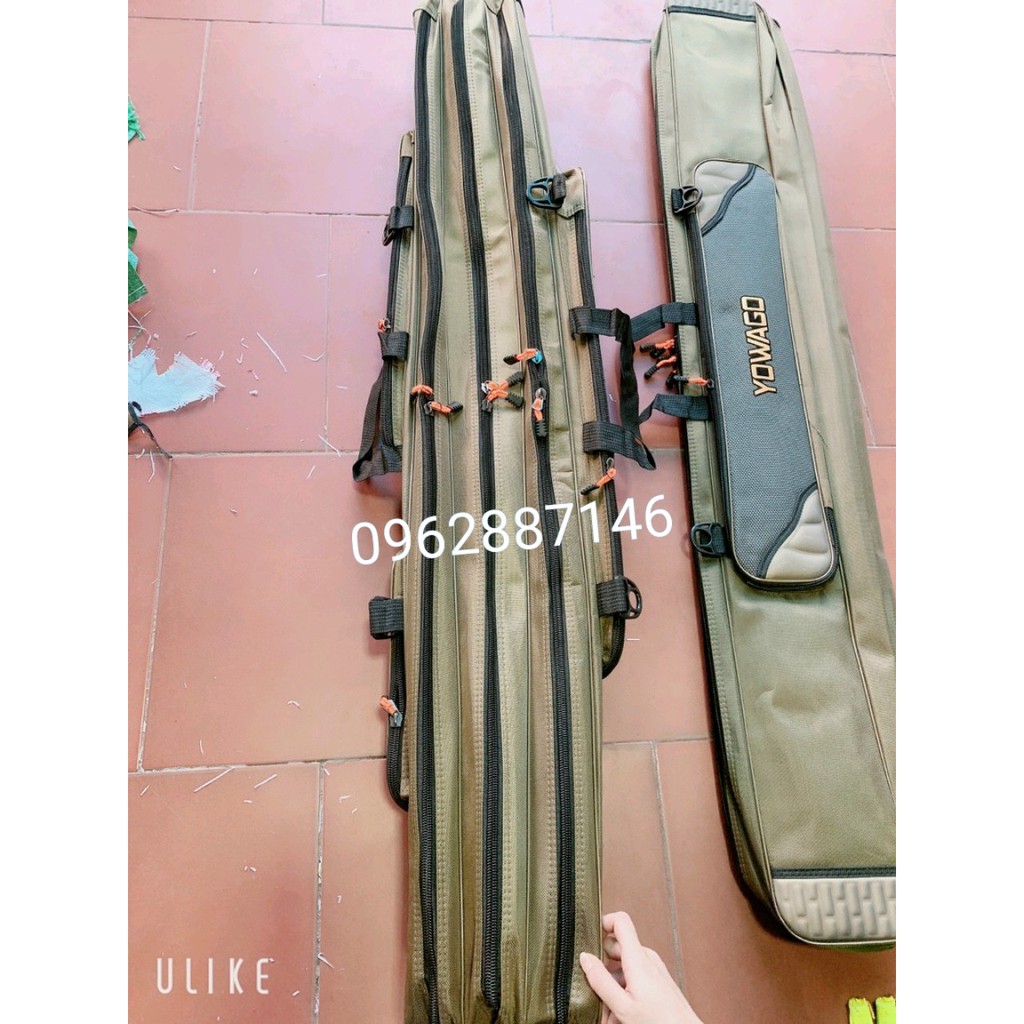 Bao túi đựng cần câu cá yowago siêu to khổng lồ 3 ngăn - Cam kết bảo hành đổi trả trong 2 tuần đầu