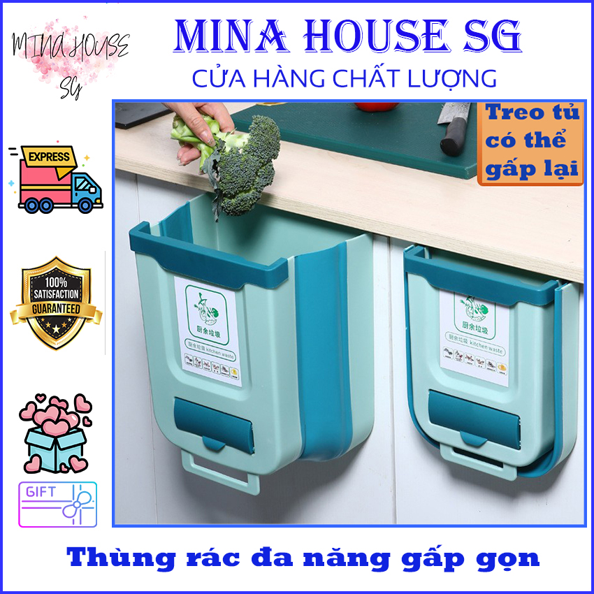 [FREESHIP+Quà Tặng] Thùng Rác Thông Minh (MẪU MỚI) Gấp Gọn Đa Năng, Nhựa PP Dùng Để Treo Tủ Bếp Sau Ghế Ô Tô Thiết Kế Gọn Nhẹ MINA HOUSE