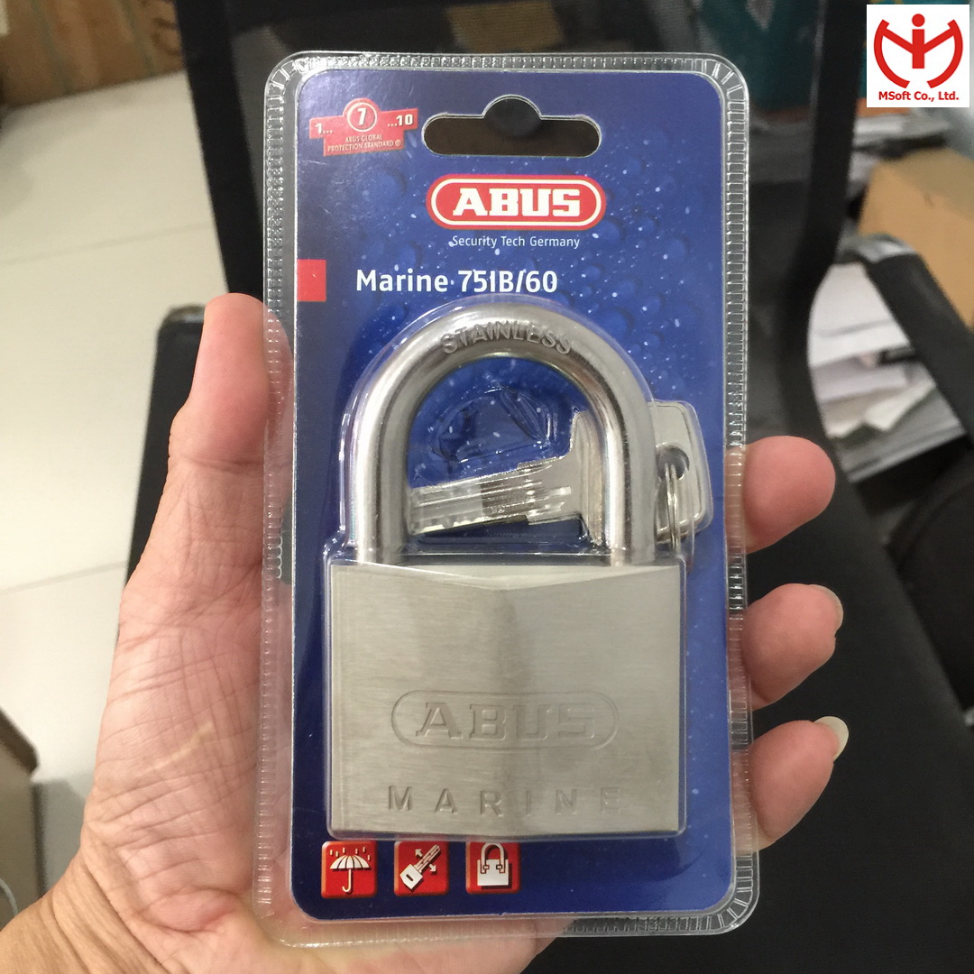 Ổ khóa chống nước ABUS 75IB 60 Dòng MARINE thân đồng 60mm bọc Crom 4 chìa