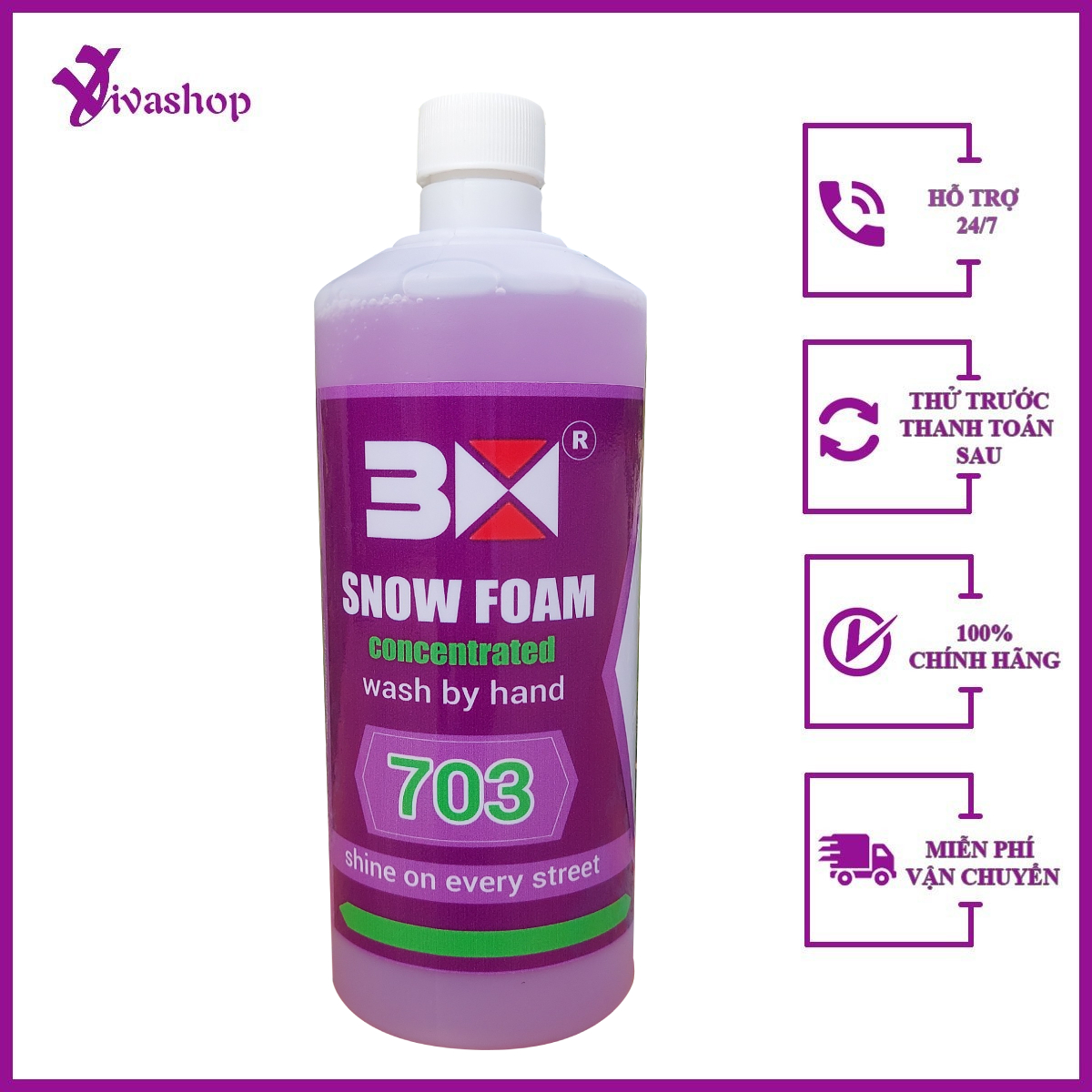 Bọt tuyết rửa xe 3x 703 1000ml tạo bọt nhanh