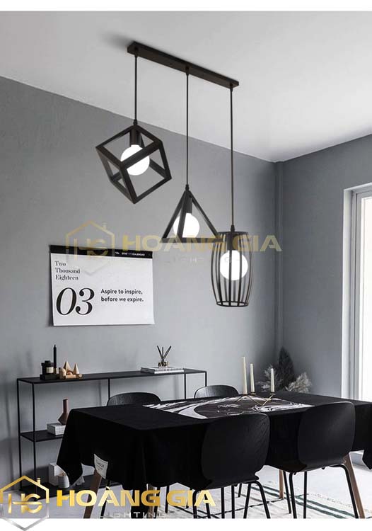 Đèn chùm thả 3 đèn bàn ăn phòng khách đèn thả hình học hiện đại - Bảo hành 12 tháng