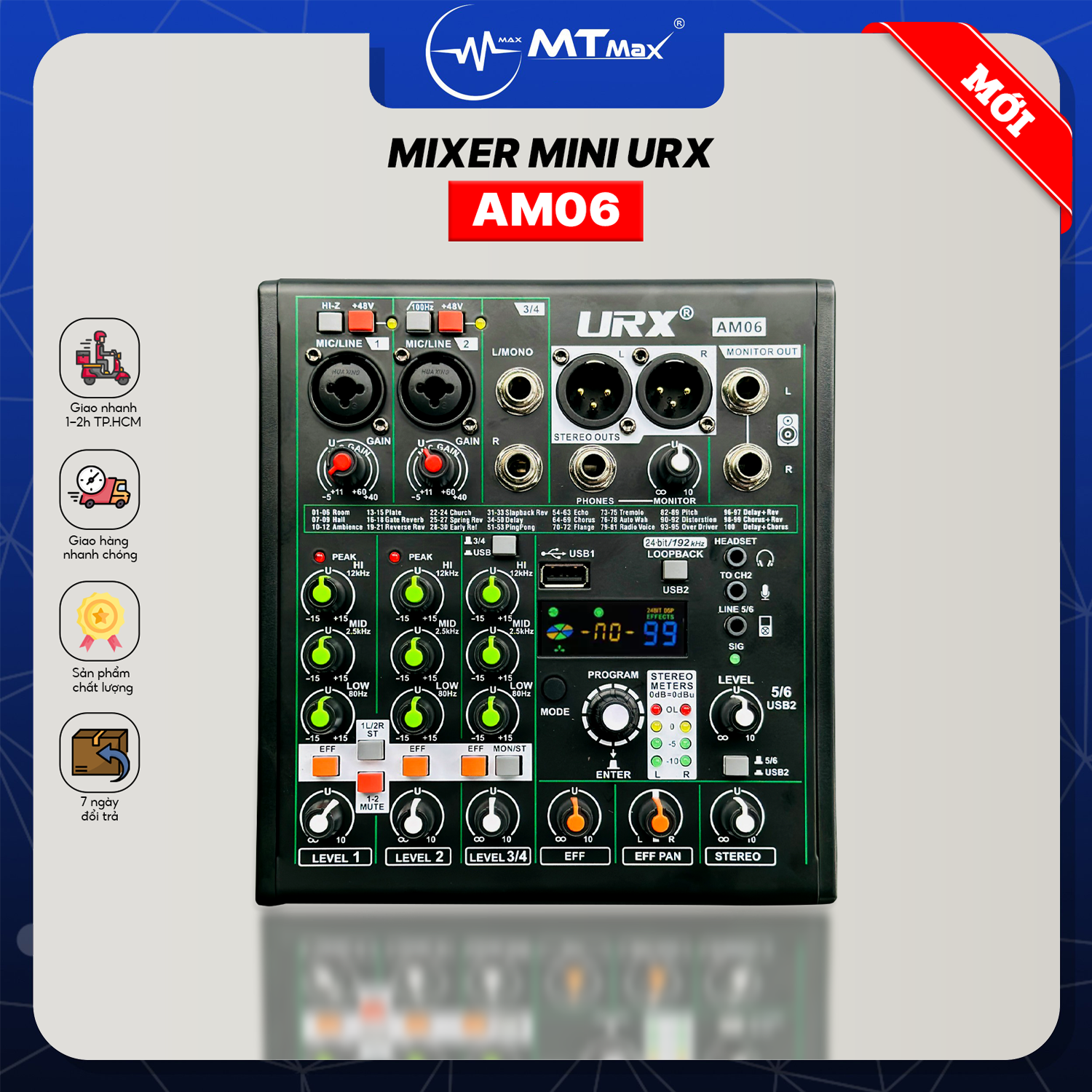 Mixer Mini Chuyên Nghiệp AM06 - Bluetooth 5.0, 99 Hiệu Ứng DSP, Hỗ Trợ Nguồn 48V Cho Mic Thu Âm, Cao Cấp, Gọn Nhẹ, Giá Tốt Nhất 2024