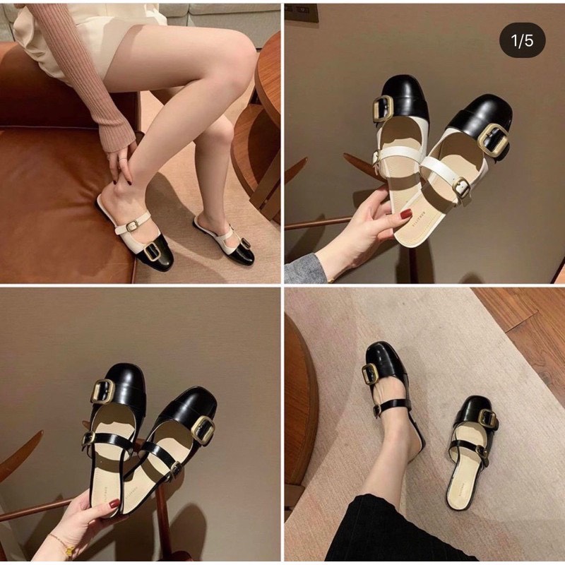 [FREE SHIP MAX] Giày sục nữ giày sục nơ khuy kiểu dáng tiểu thư