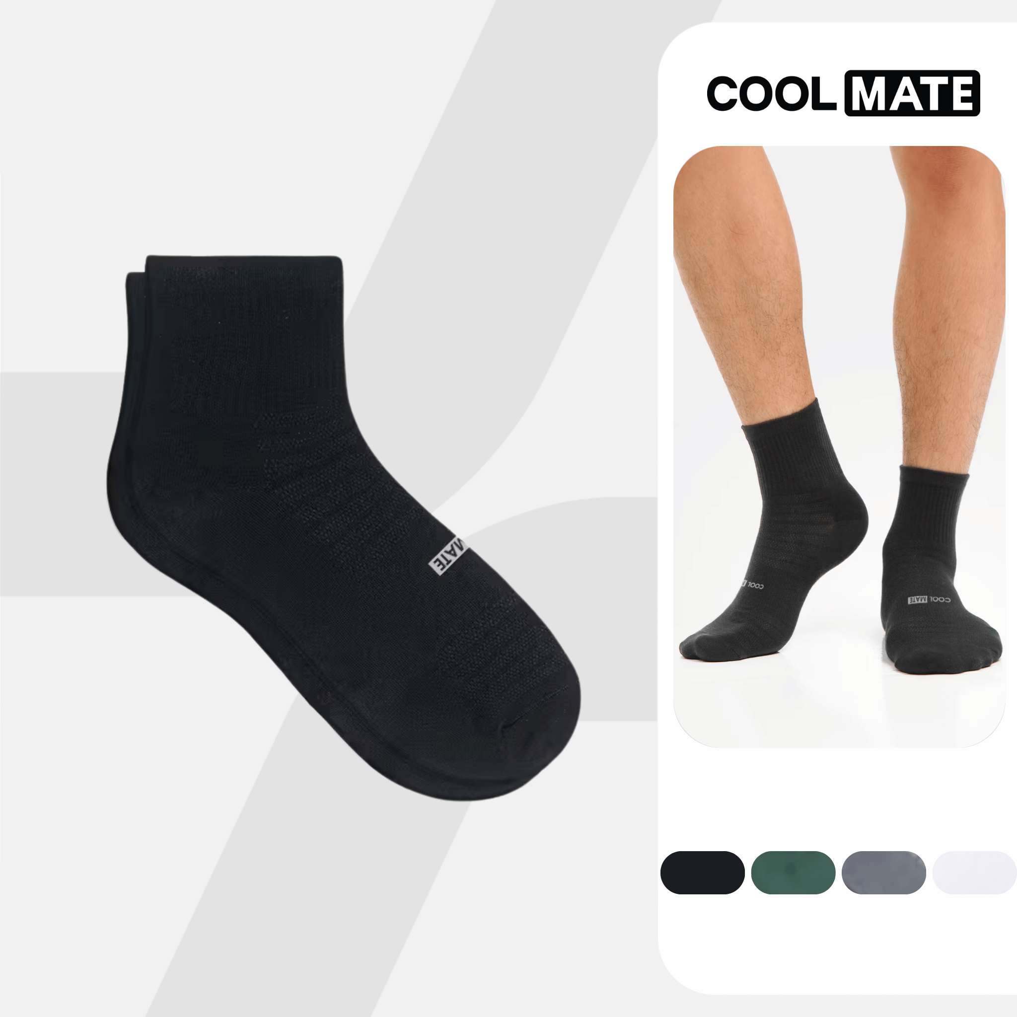 Tất nam nữ unisex cổ trung Cotton thoáng khí khử mùi mới - Coolmate