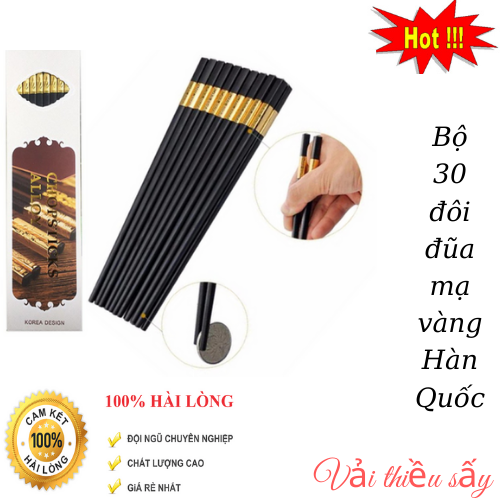 Combo 3 bộ 10 đôi đũa vàng hàn quốc, đũa mạ vàng, đũa hợp kim chống mốc cao cấp
