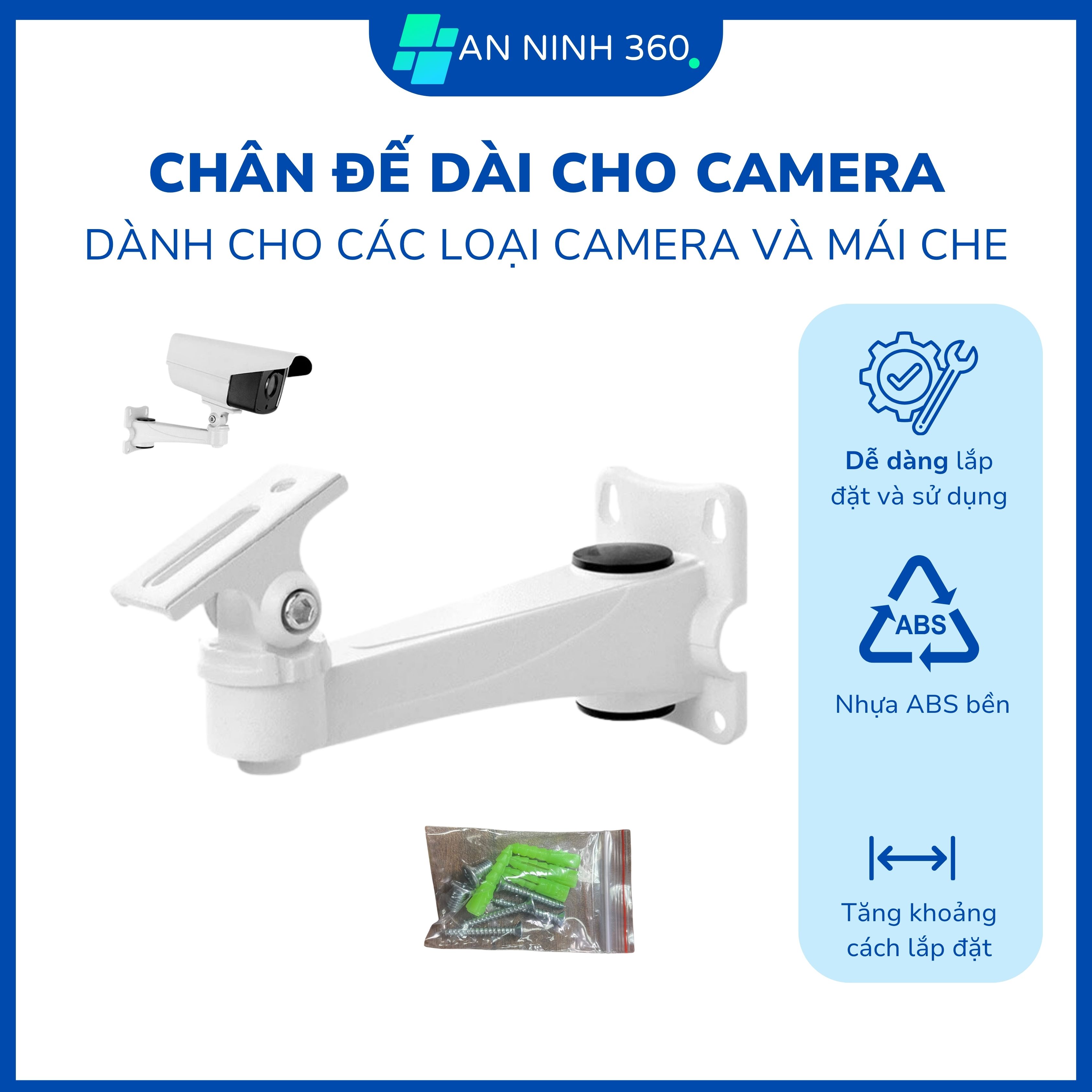 Chân đế Camera ngoài trời, nhựa ABS bền chắc, dễ lắp đặt cho camera giám sát | C123