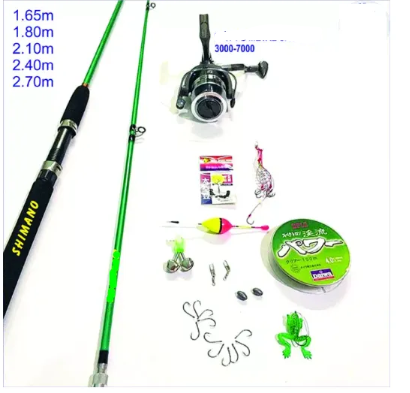 Combo cần 2 khúc đặc Shimano, cần câu máy CL kim loại 3000-7000 chắc chắn, cần siêu bạo lực