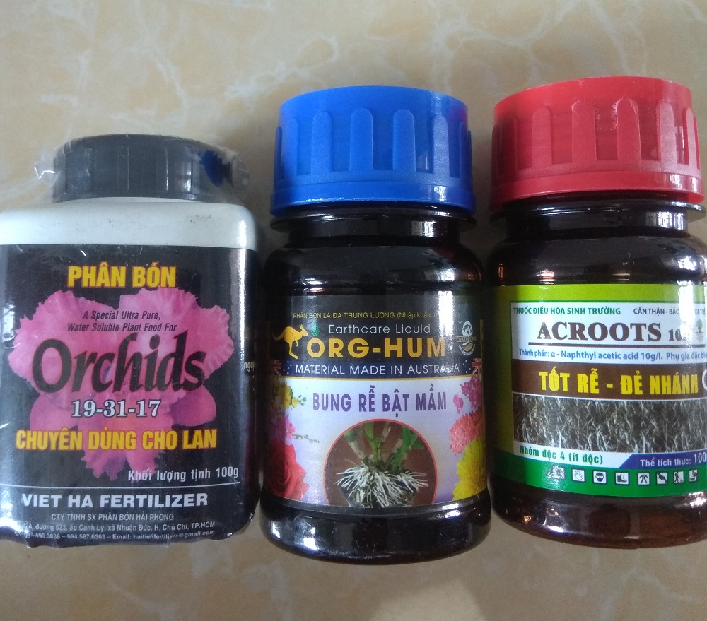 [HCM]Bộ sản phẩm dưỡng cây chăm sóc cây mai bông giấy ( Ac roots+Org hum+19-31-17) - 100ml/chai