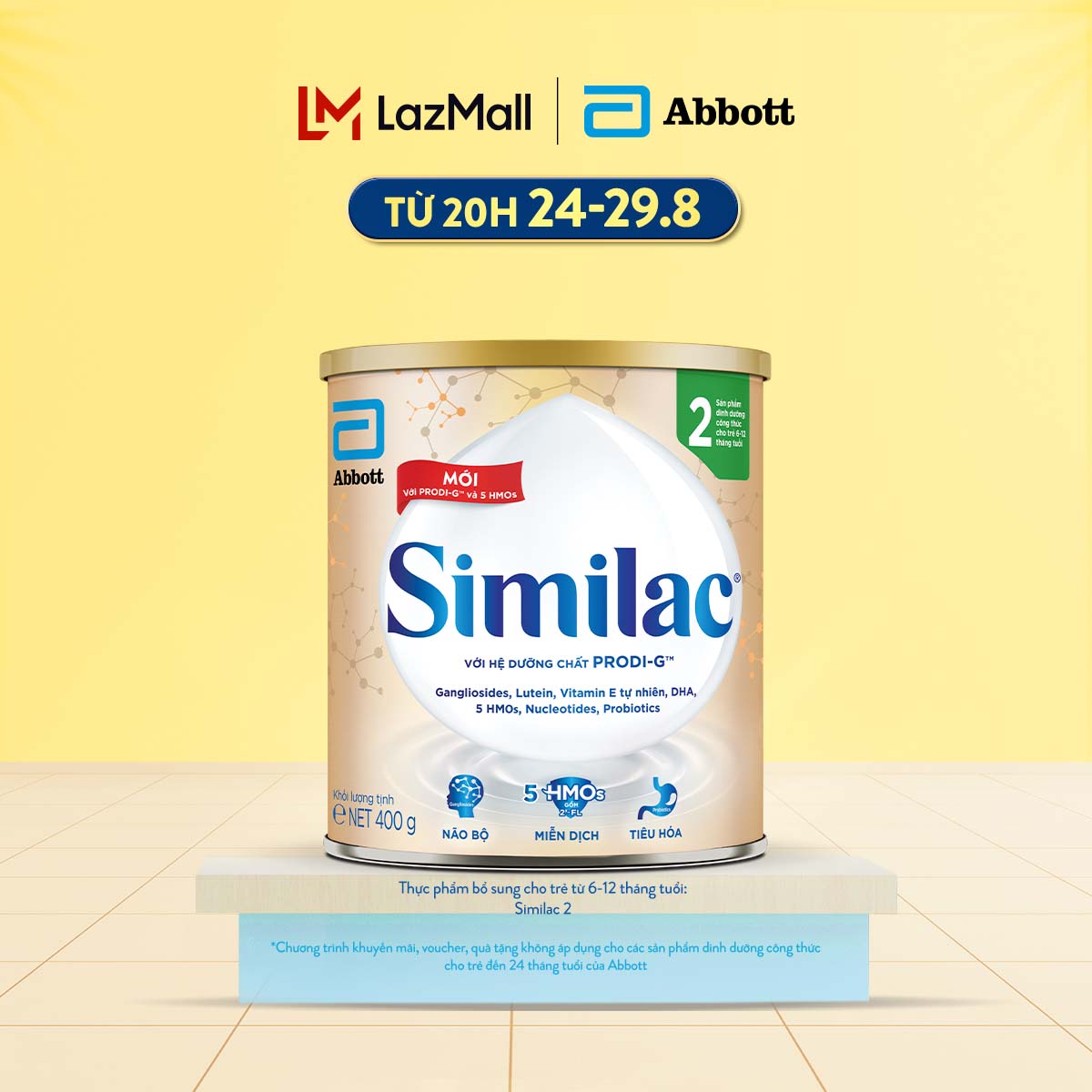 Sữa bột Similac 2 400g đột phá dinh dưỡng 5G cho trẻ từ 6-12 tháng tuổi miễn dịch khỏe nhanh trí tựa "5G"