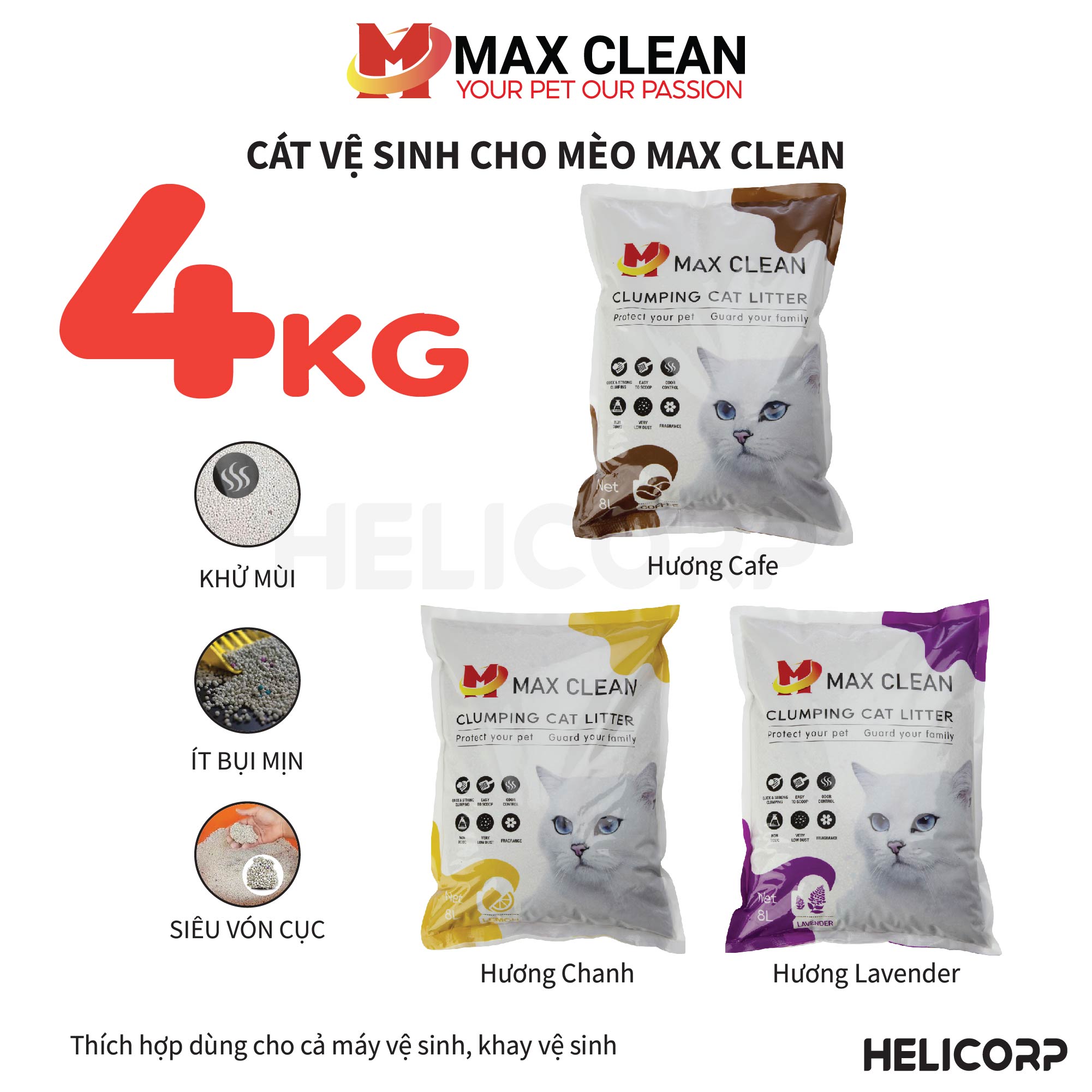 Cát mèo max clean cát vệ sinh cho mèo max clean - helicorp