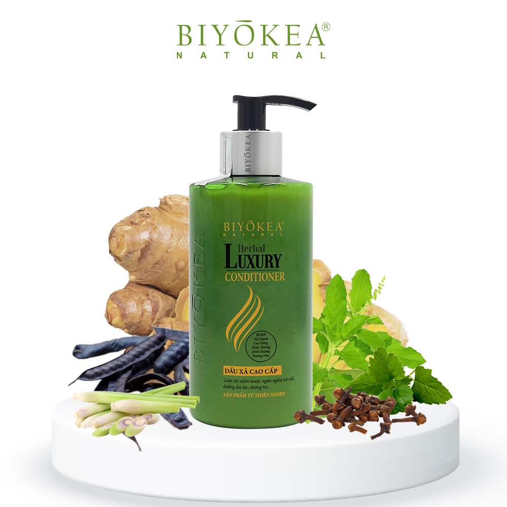 Dầu Xả Thảo Dược Cao Cấp Herbal Luxury Biyokea 320ml Ngừa Rụng Tóc, Kích Thích Mọc Tóc, Phục Hồi Tóc Hư Tổn