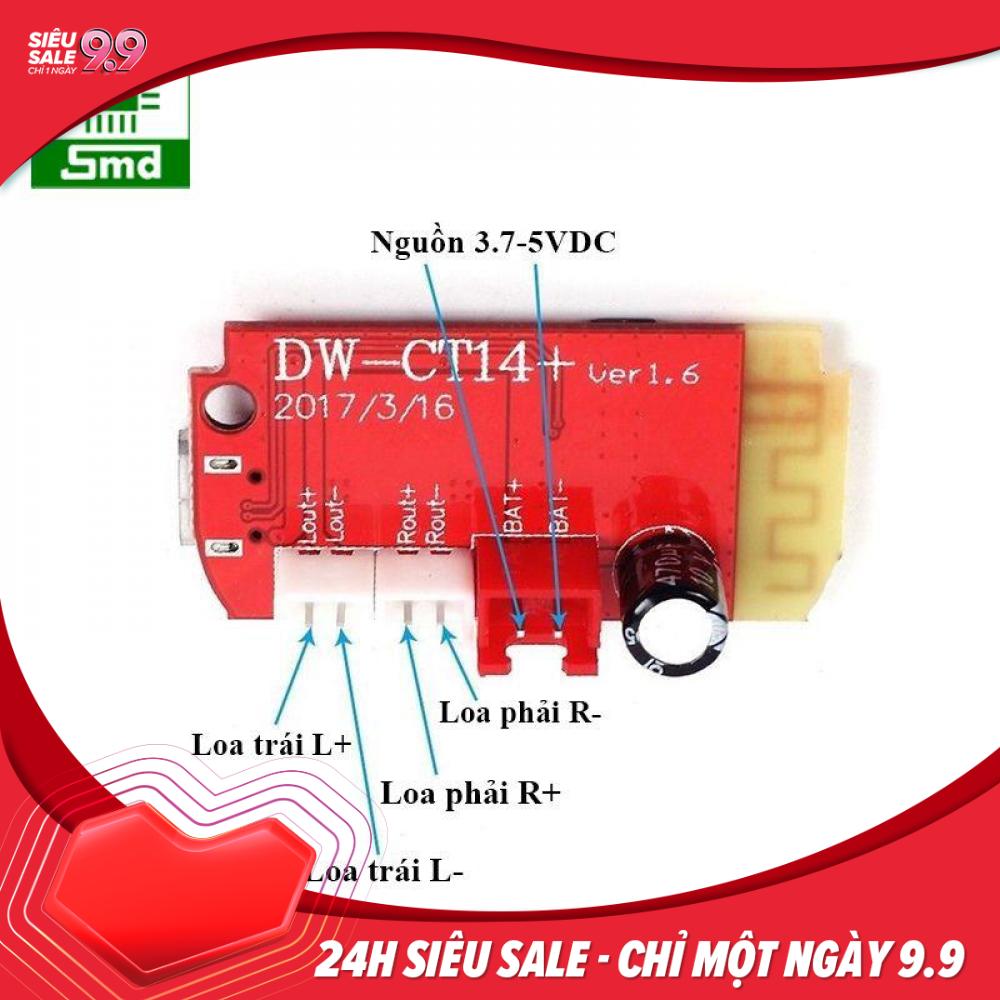 Mạch khuếch đại âm thanh class f 2x5w bluetooth 4.2 micro usb 5v ct14+