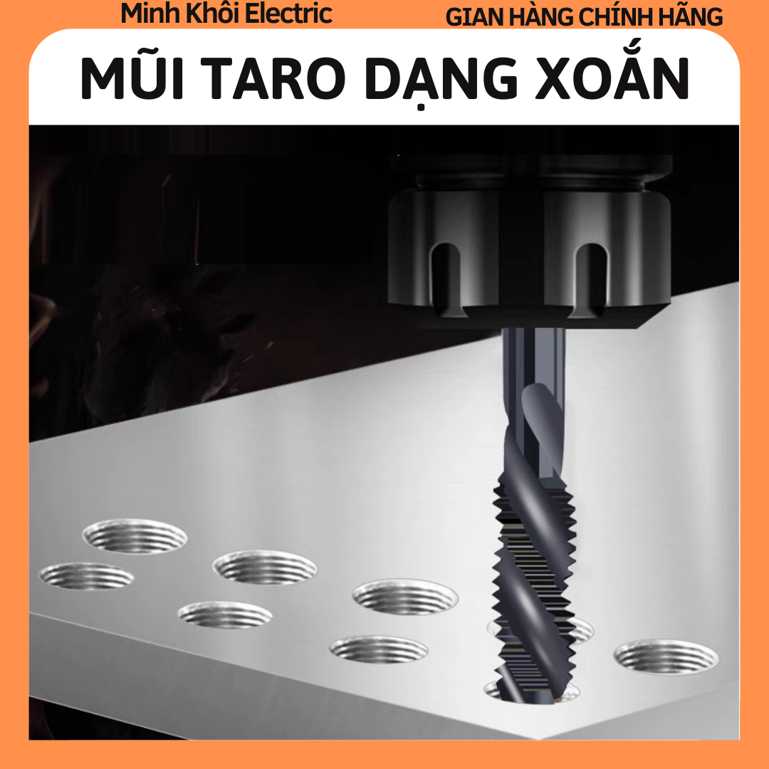 Mũi taro ren trong bộ 2 mũi dạng xoắn thép gió HSS,mũi ta rô xoắn,tay quay taro tạo ren,đầu ta ro,mũi ta rô, tarô , mũi khoan đá mài,mũi khoan tường, mũi khoan gạch