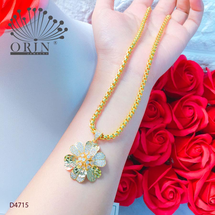 Dây chuyền nữ dây xích mặt hoa đính đá thiết kế cao cấp Orin D4715 - Long Tien