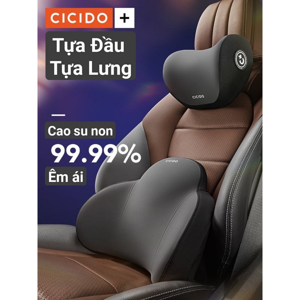 Combo Gối tựa đầu và tựa lưng Cicido cao cấp chính hãng dành cho ô tô - tựa đầu tựa lưng ghế xe hơi