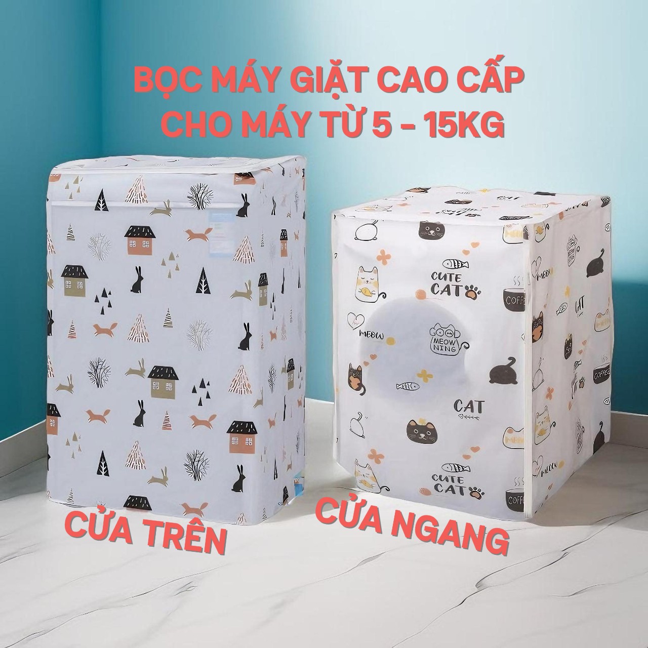 Bọc máy giặt Chất Liệu PEVA Cao Cấp Chống Thấm Chống Bám Bụi Hiểu Qủa Mẫu Mã Đa Dạng Có Đủ Size Từ 5- 12KG