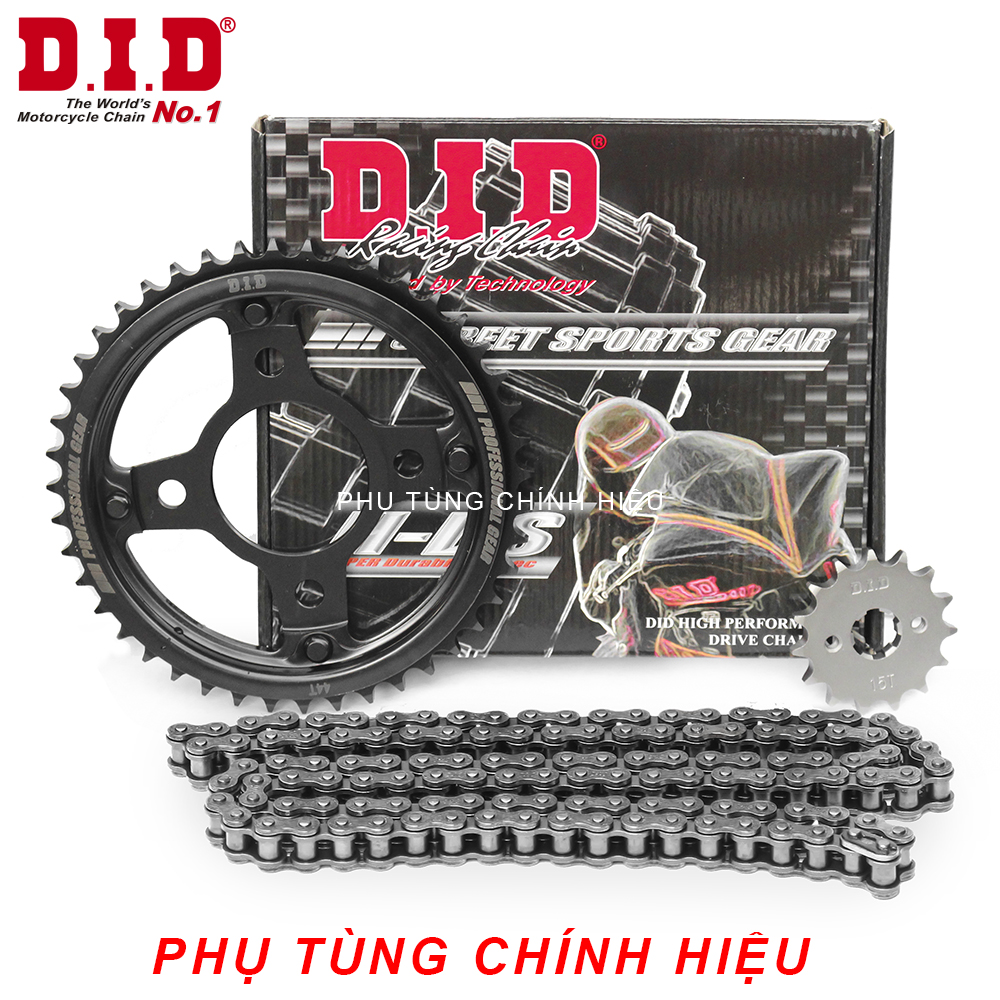 Nhông sên dĩa DID xe Winner X/150 sên đen HDN (HDS) (sên 10 ly) 428HDN-120L, 15T-44T