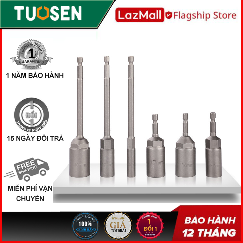 Đầu chụp bu lông, Đầu bắn Bulong TUOSEN - Chiều dài 80mm với các số từ 5.5mm tới 19mm (mẫu ngắn)