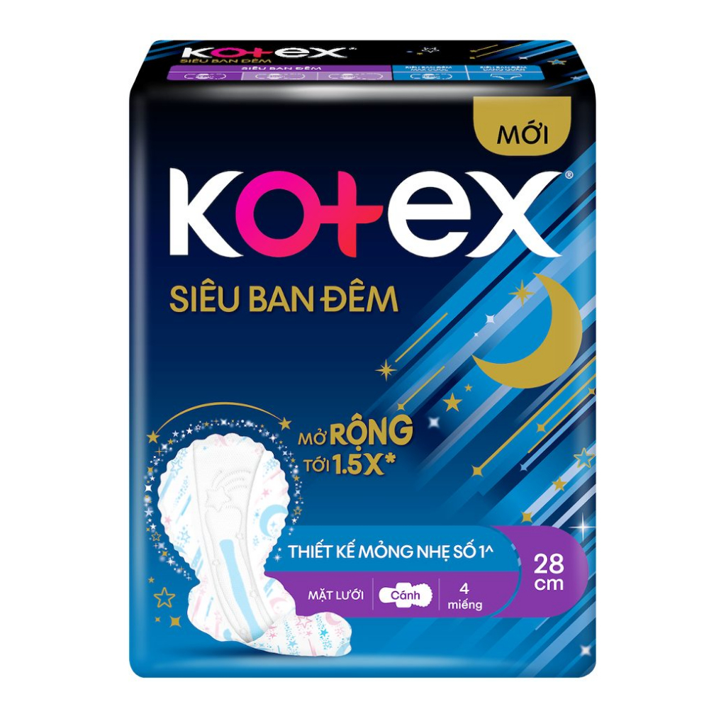 Băng vệ sinh Kotex Siêu Ban Đêm cánh 28cm