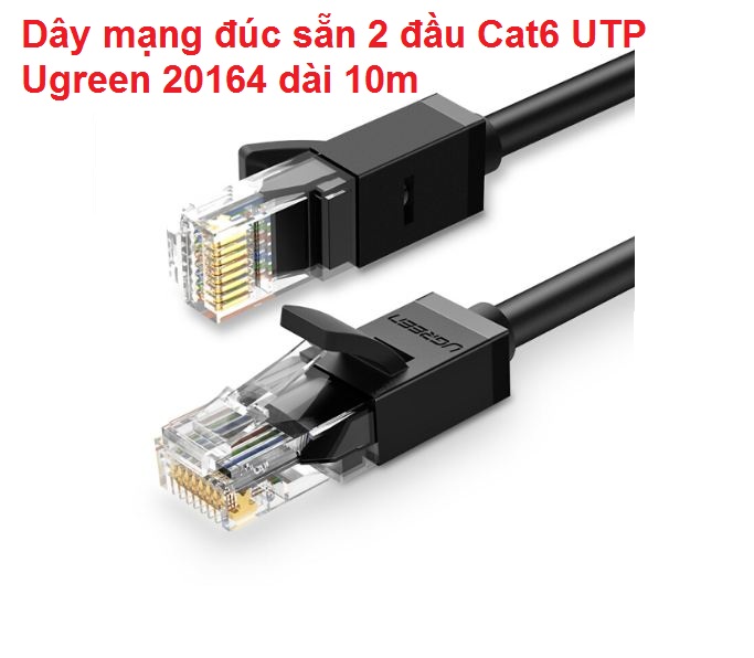 Cáp mạng đúc sẵn cat6 utp dài 10m ugreen 20164 chính hãng