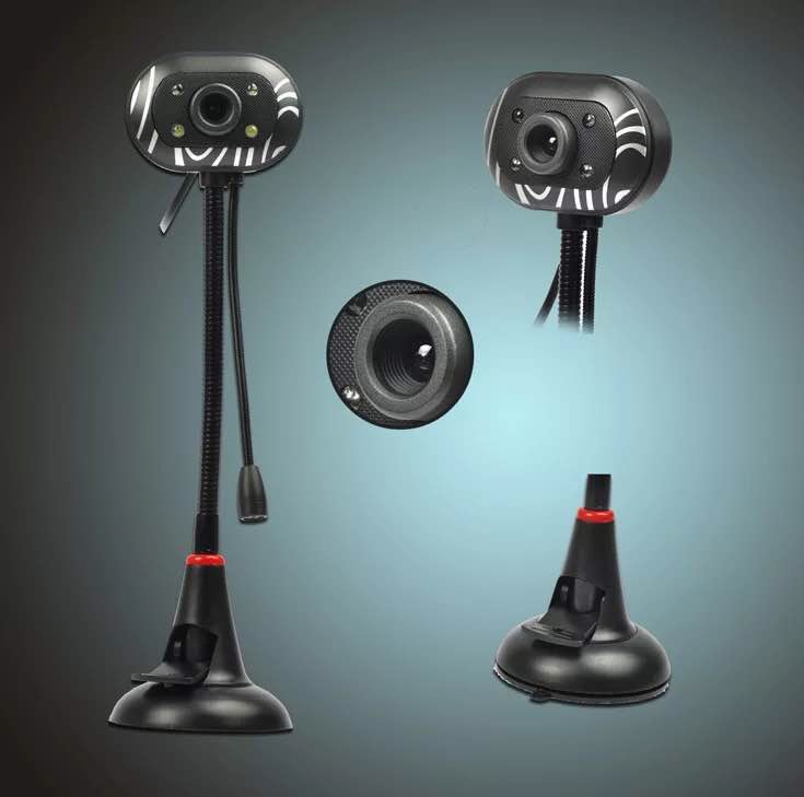 WEBCAM chân cao có mic có 4 đèn led - Màu đen-Sắc nét-W03