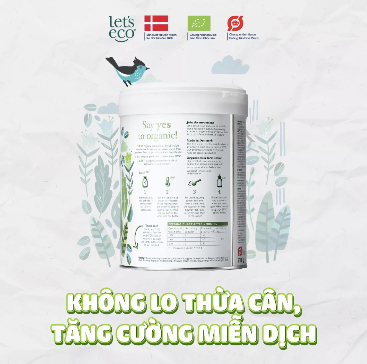 Sữa bột organic let's eco số 2 cho bé từ 6 tháng 700g
