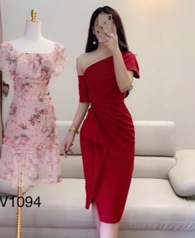 Đầm Nữ Lệch Vai Thắt Kiểu Phong Cách Quyến Rũ Thu Hút Thời Trang HARI