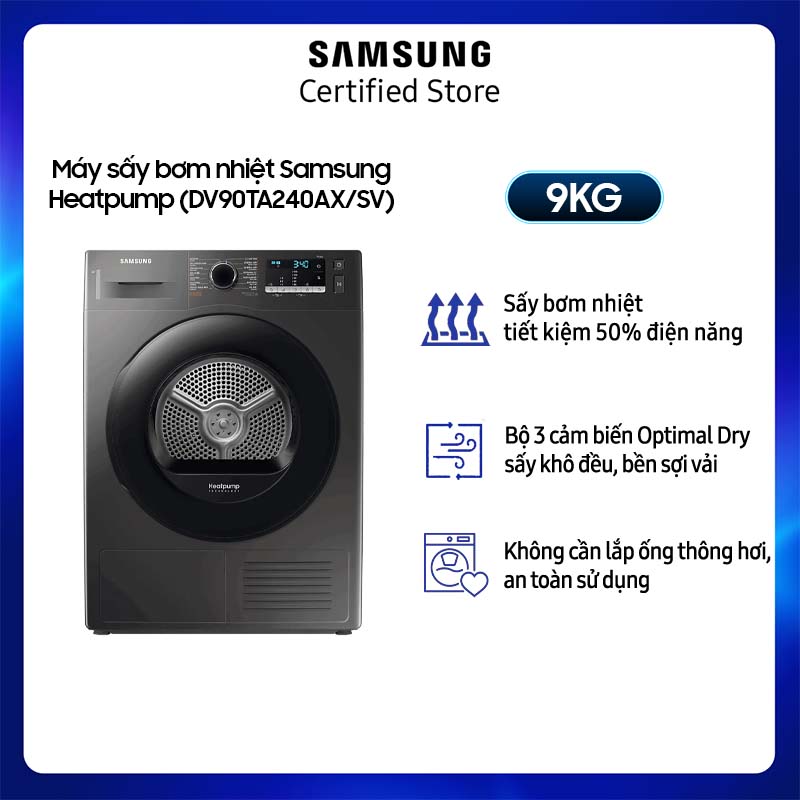 Máy sấy bơm nhiệt samsung heatpump 9kg dv90ta240ax/sv