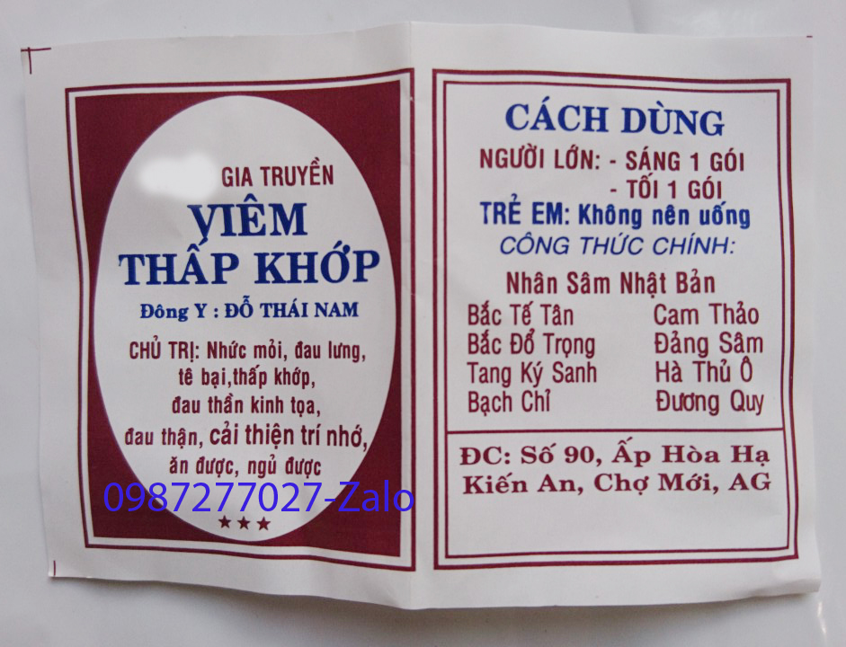 50 gói thấp khớp đỗ thái nam