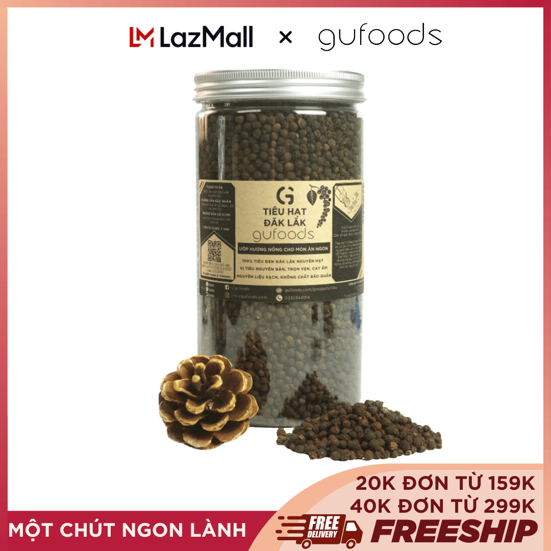 Tiêu hạt Đăk Lăk GUfoods - Ướp hương nồng cho món ăn ngon