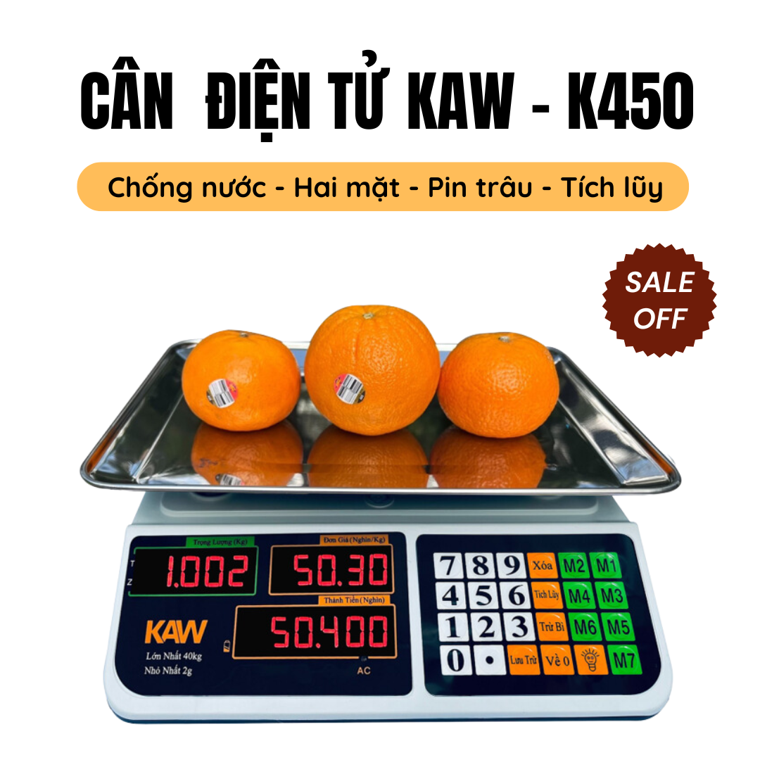 Cân tính tiền điện tử, Cân điện tử Kaw K450, 40kg chất lượng tốt, siêu chuẩn xác, chống nước, thiết 