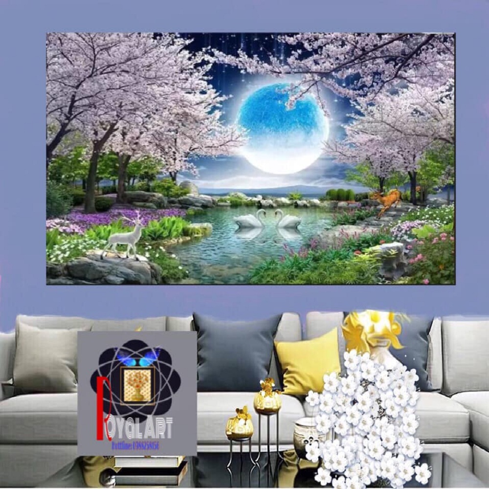 TRANH DÁN TƯỜNG VẢI LỤA 3DPHONG CẢNH ĐẸP TUYỆT TRẦN.KÍCH THƯỚC CAO67CM NGANG94CM.TẶNG KEO DÁN TRANH CHUYÊN DỤNG- Royal Art Shop