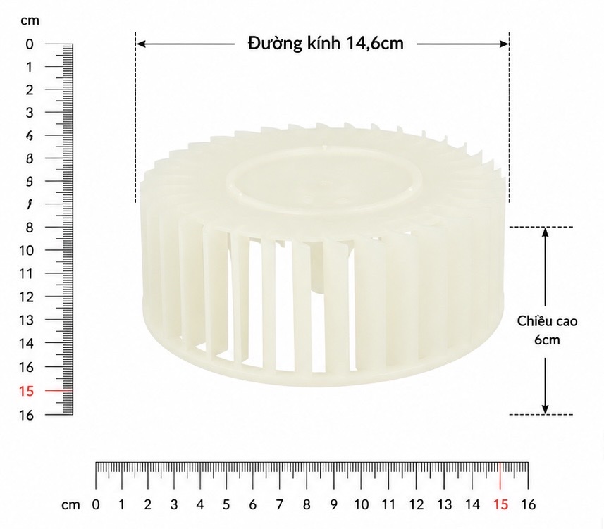 Cánh quạt máy sấy ĐK 14,6cm - 15cm ; Cao 6cm