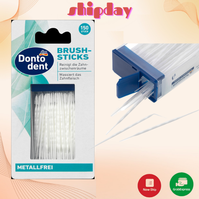 Tăm xỉa răng nha khoa Dontodent Brush Sticks, Đức 2 đầu giúp vệ sinh răng miệng