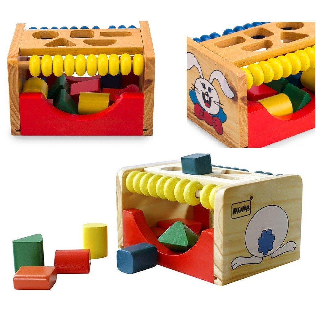 Đồ chơi hộp thả hình thỏ hình khối gỗ bỏ vào lấy ra