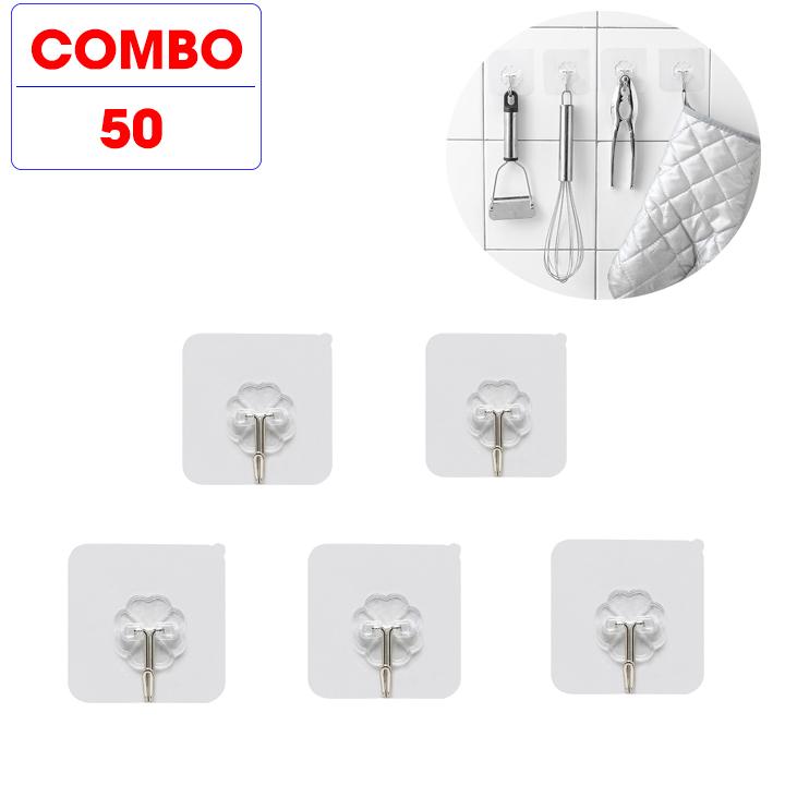 Combo 50 móc treo dán tường chịu lực tốt siêu chắc chắn 6x6 cm