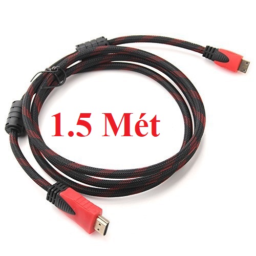 Dây cáp HDMI tròn bọc vải dù dài 1.5m / 3m / 5m / 10m màu đỏ đen